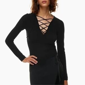 NWT Wilfred black lace up sweater